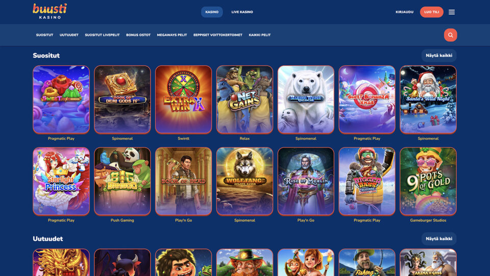 Buusti Kasino pelivalikoima