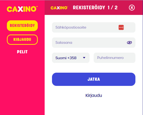 caxino rekisteröityminen