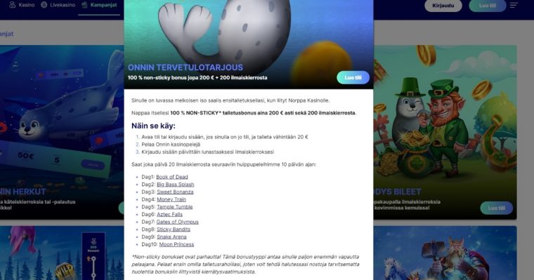 norppa kasino pelivalikoima