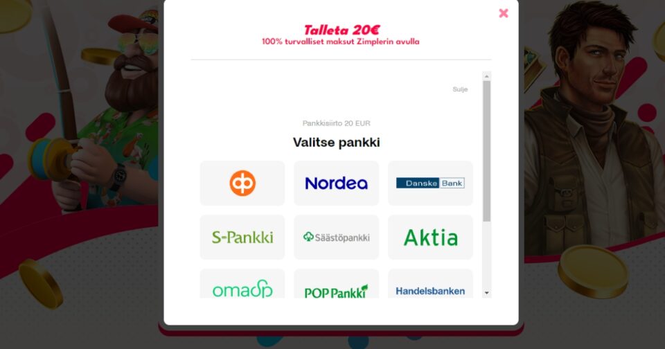 top kasino maksutavat