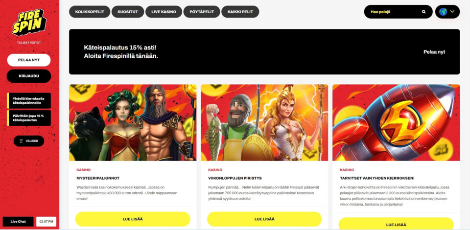 firespin kampanjasivu