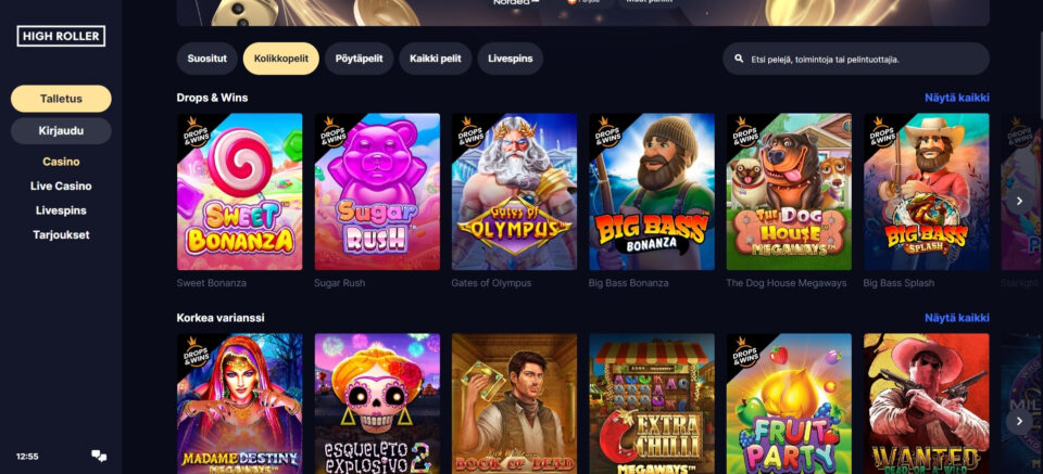 high roller pelivalikoima