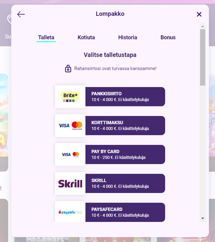 slotbox rahansiirrot