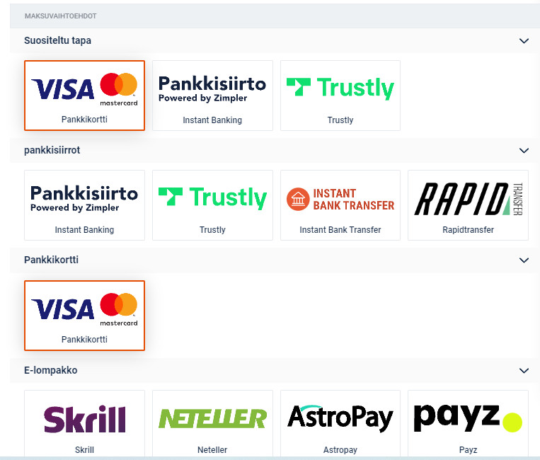 tonybet rahansiirrot