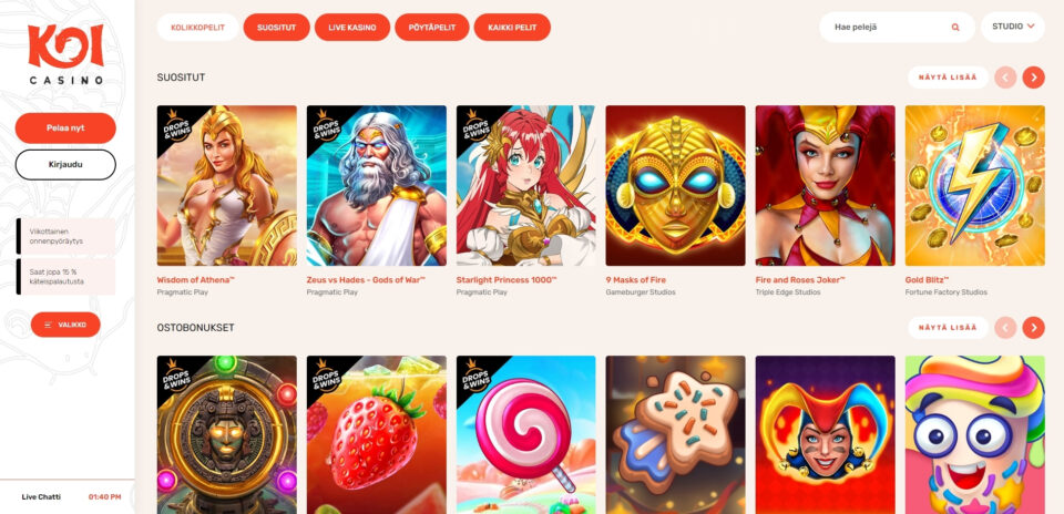koi casino pelivalikoima