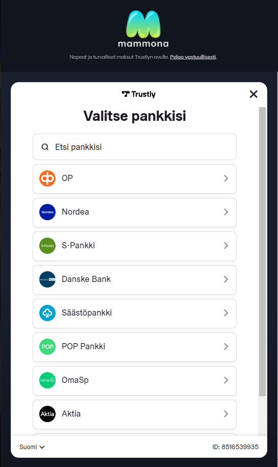 mammona kasino maksutavat