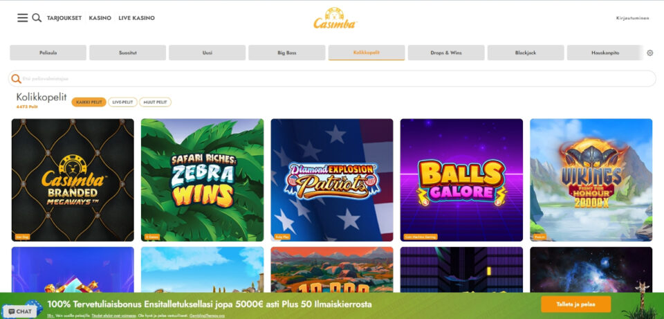casimba casino pelivalikoima