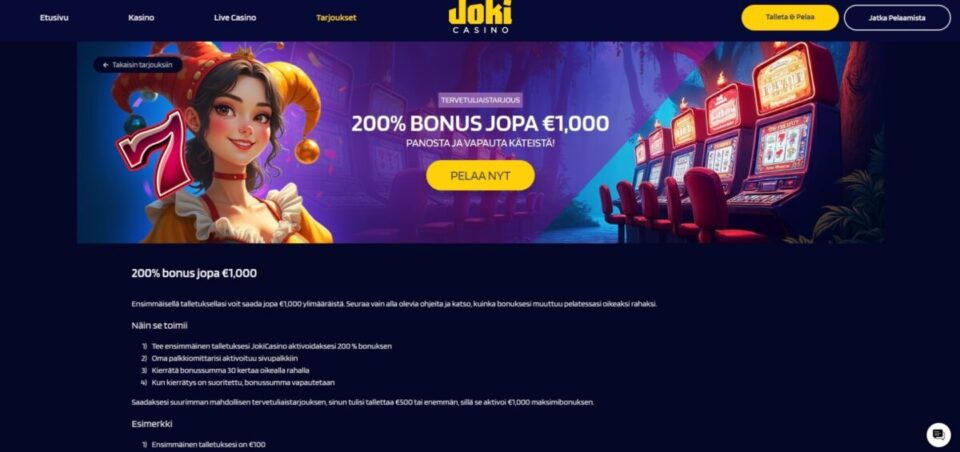 joki casino bonukset