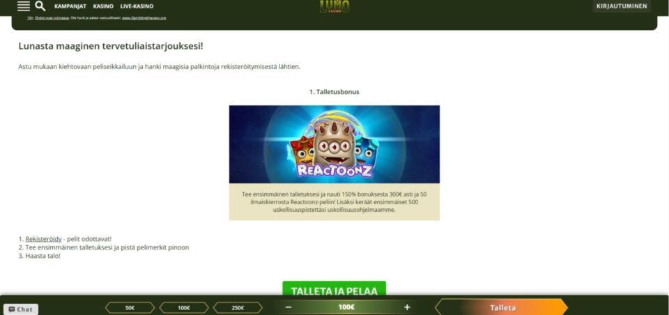 lumo casino bonukset